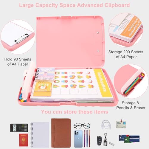 SFLHHDM Clipboard with Pen Holder, Legal Size Nursing Clipboards with Storage, Plastic Clip Boards for Writing, Lightweight Cute Clipboard Storage with Low Profile Clip for Work, Office - Image 2