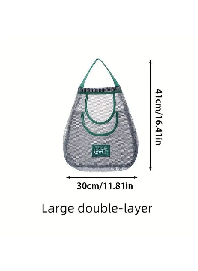 Double Layer Hanging Vegetable Fruit Bag Reusable Fabric Kitchen Organizer 1pc - Image 4