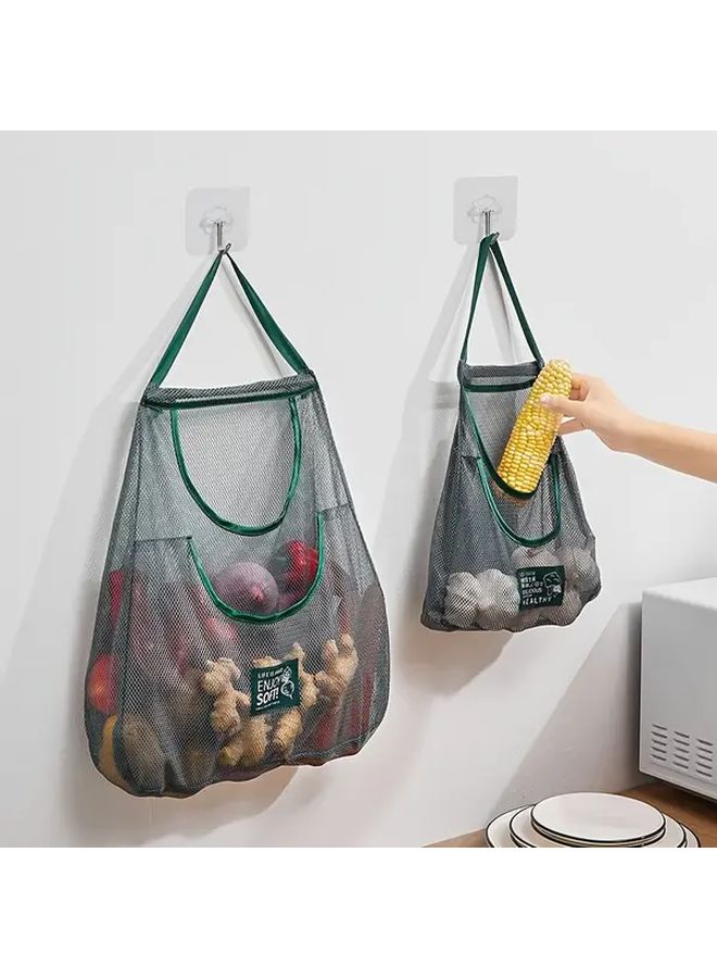 Double Layer Hanging Vegetable Fruit Bag Reusable Fabric Kitchen Organizer 1pc - Image 2