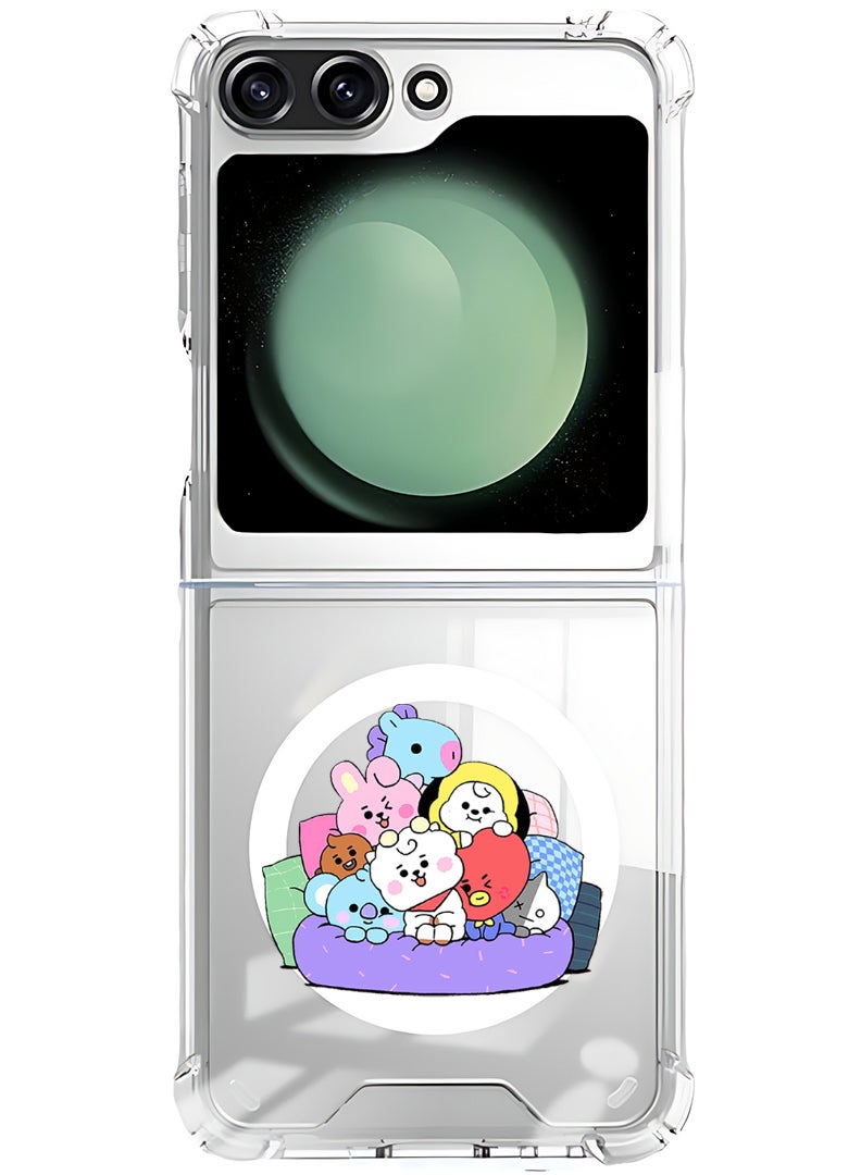Theodor Magnetic Case for Samsung Galaxy Z Flip 6 Compatible with MagSafe Wireless Charging, Shockproof Phone Bumper Cover cute pets - Image 1