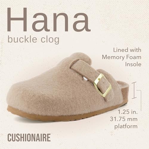 CUSHIONAIRE Hana Womens Clogs | Comfortable Vegan Suede Clogs for Women | Slip On Potato Shoes with Cork Footbed & Arch Support| SAND 6 - Image 3