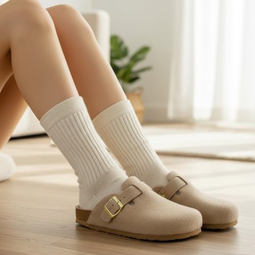 CUSHIONAIRE Hana Womens Clogs | Comfortable Vegan Suede Clogs for Women | Slip On Potato Shoes with Cork Footbed & Arch Support| SAND 6 - Image 2