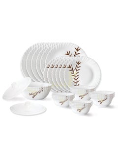 LARAH BY BOROSIL Larah by Borosil Oak Fluted Series Opalware Dinner Set | 28 Pieces for Family of 6 | Microwave & Dishwasher Safe | Bone-Ash Free | Crockery Set for Dining & Gifting | Plates & Bowls | White  - Image 1