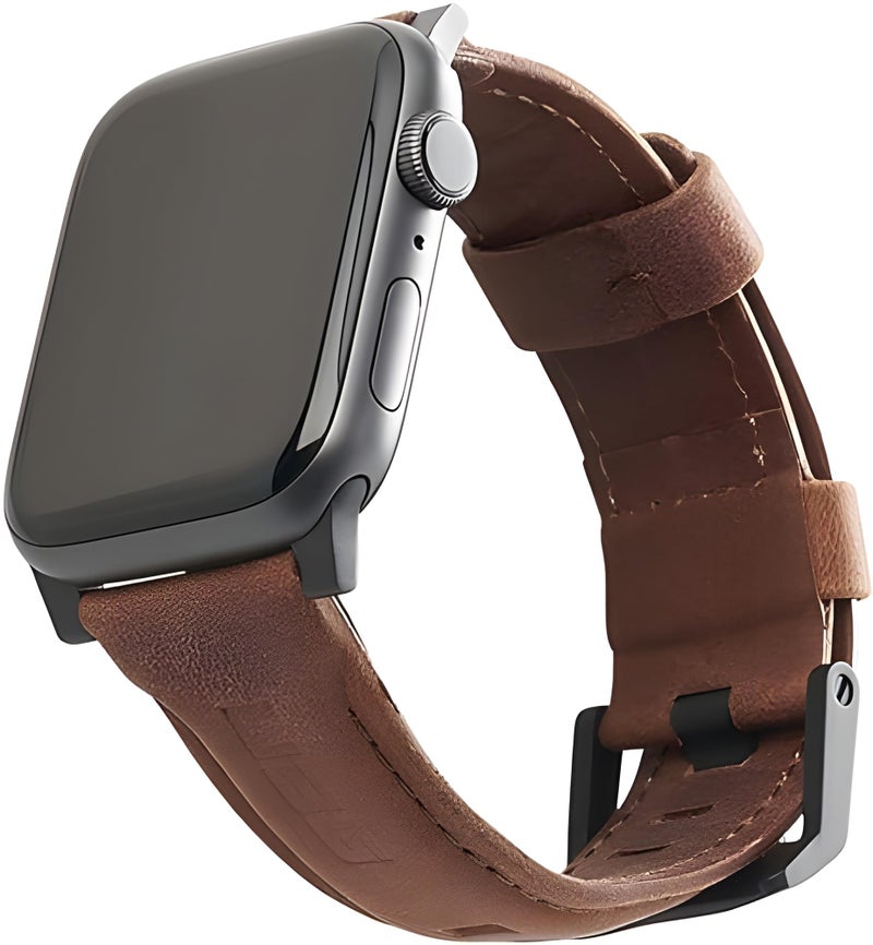 NEXT STORE حزام جلد طبيعي من UAG متوافق مع ساعة آبل 49/45/44/42 مم (السلسلة 8/7/6/5/4/SE/ألترا/ألترا 2) – بني - Image 1