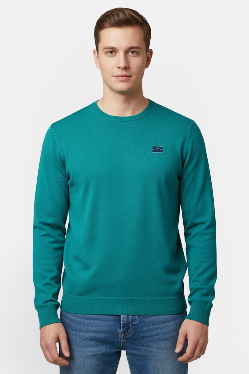 VANS سويت شيرت بأكمام طويلة مع شعار العلامة التجارية، لون أزرق مائل إلى الأخضر - Image 1