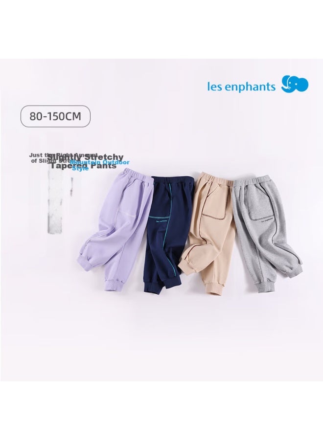 Les enphants Li Ying Fang Kids Outdoor Long Pants Boys Girls Autumn Loose Fit Classic Light Gray Jogger Sports Pants 150 CM - Image 1