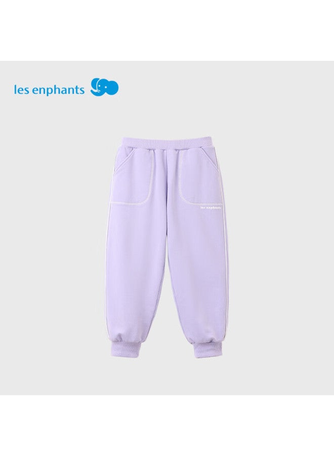 Les enphants Li Ying Fang Kids Outdoor Long Pants Boys Girls Autumn Loose Fit Classic Light Gray Jogger Sports Pants 150 CM - Image 4