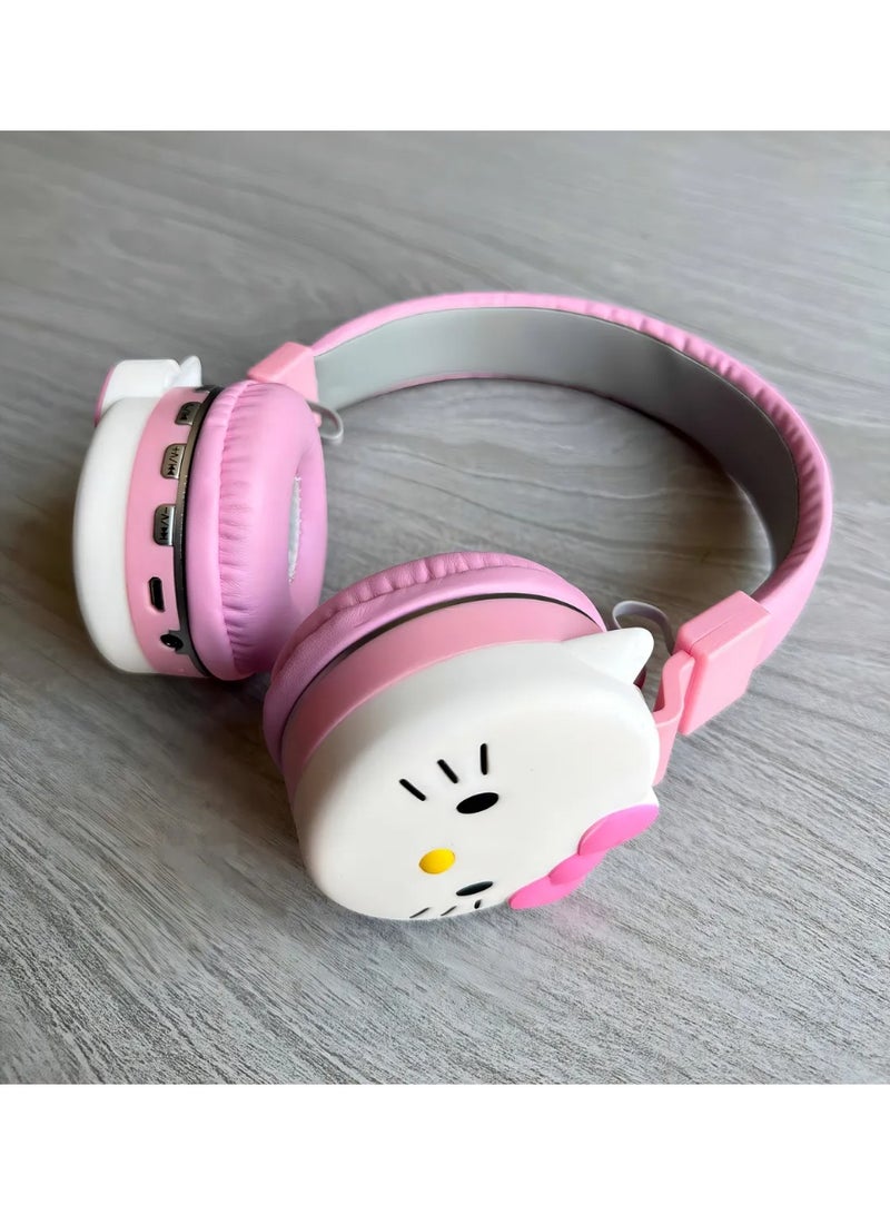 Cartoon Cute Hello Kitty Kids Children Bluetooth Headphones, Wireless Headphones with Reduce the noise Microphone Kids Foldable Headphones for School Travel Gift Headset for Children - Image 3