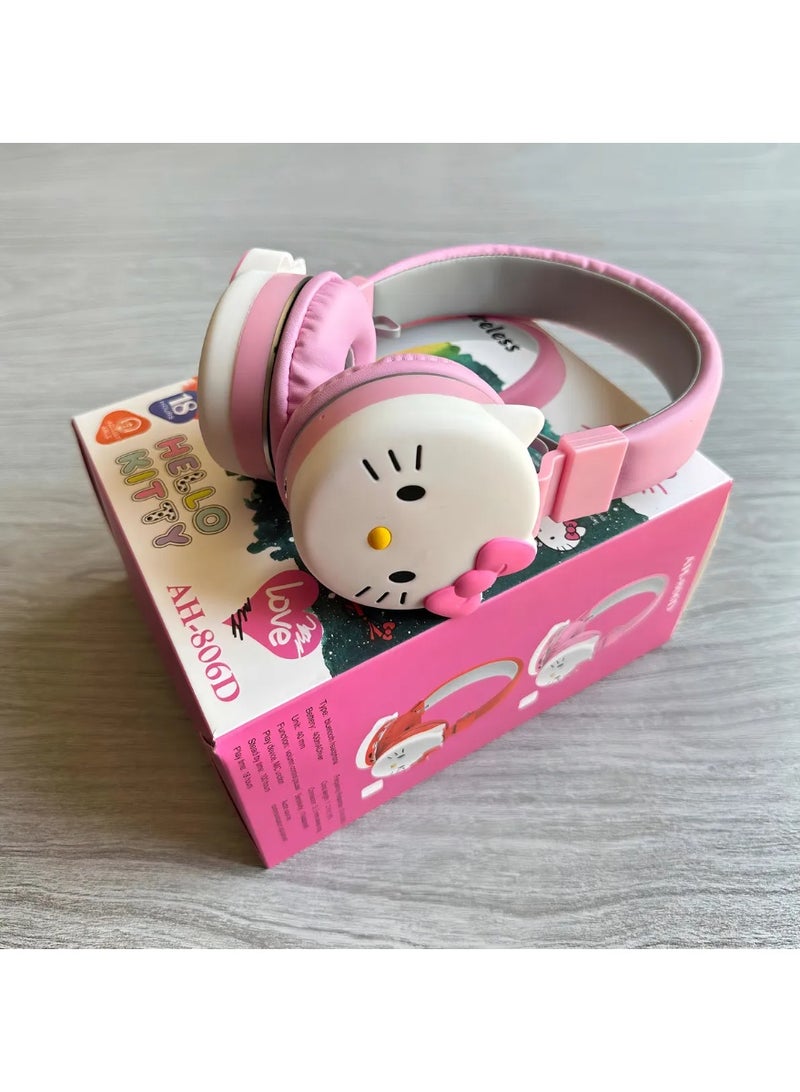 Cartoon Cute Hello Kitty Kids Children Bluetooth Headphones, Wireless Headphones with Reduce the noise Microphone Kids Foldable Headphones for School Travel Gift Headset for Children - Image 4