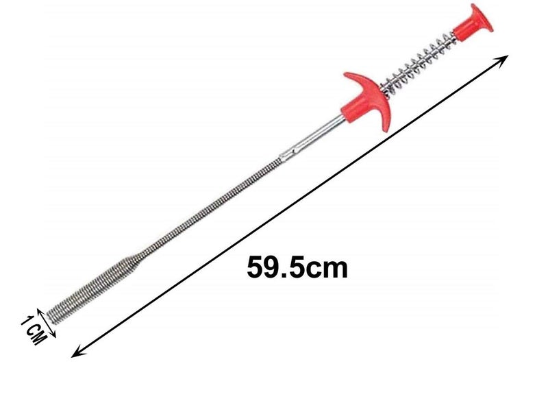 Whitecloud TRANSFORMING HOMES® Stainless Steel Hair Catching Drain Cleaner Wire Spring Sink Cleaning Stick (AA1, Red, 59.5 cm) - Image 4