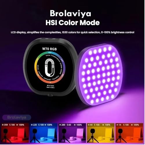BROLAVIYA Magnetic Full RGB Color LED Video Light, 1800mAh Rechargeable, Adjustable Brightness, with Clip and ¼ Thread, for Phones, Laptops, Cameras, Selfie, Photography, Video Conference, Black - Image 3