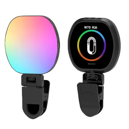 BROLAVIYA Magnetic Full RGB Color LED Video Light, 1800mAh Rechargeable, Adjustable Brightness, with Clip and ¼ Thread, for Phones, Laptops, Cameras, Selfie, Photography, Video Conference, Black - Image 1