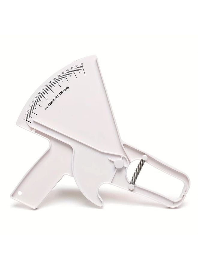 White Professional Double Spring Body Fat Caliper Tape Measure Fitness - Image 1