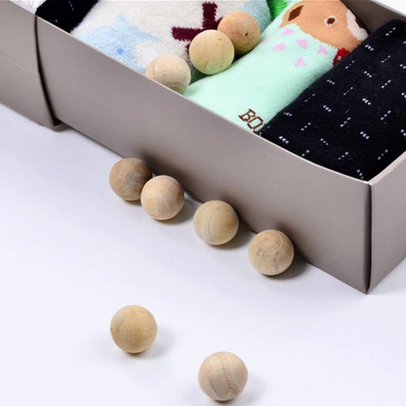 Clofend 40 pcs Safe Natural Camphor Wood Balls for Wardrobe Clothes Drawers Removes Insects Mildew Moisture Mold Fragrance Closet - Image 2