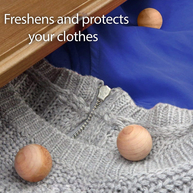 Clofend 40 pcs Safe Natural Camphor Wood Balls for Wardrobe Clothes Drawers Removes Insects Mildew Moisture Mold Fragrance Closet - Image 3