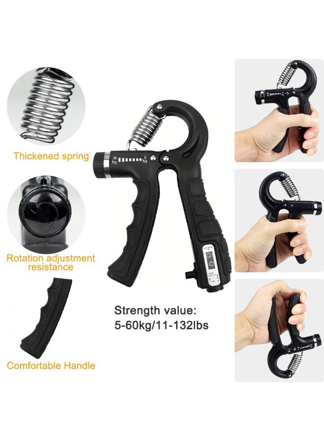 7-Piece Grip Strengthener Kit, Adjustable Resistance with Counter, Portable Hand & Forearm Exerciser for Gym and Office, Reusable Hand Grip Trainer Set for Men and Women - Image 2