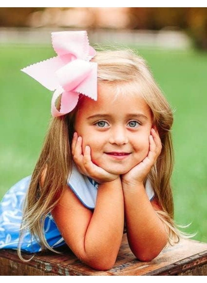 Wee Ones Girls' Classic Grosgrain Hair Bow with Scalloped Edges and Plain Wrap Center on a WeeStay Hair Clip, King, Millennium Blue - Image 5