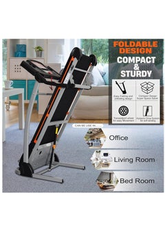 Sky Land Powerful 4 HP Peak Motor Treadmill, Foldable Running Machine with 43cm Wide Belt, Built-in MP3 Speaker, LCD for Speed/Calories/Heart Rate, Manual Incline, Quiet Motor, Portable Home Fitness Equipment – EM-1222  - Image 3