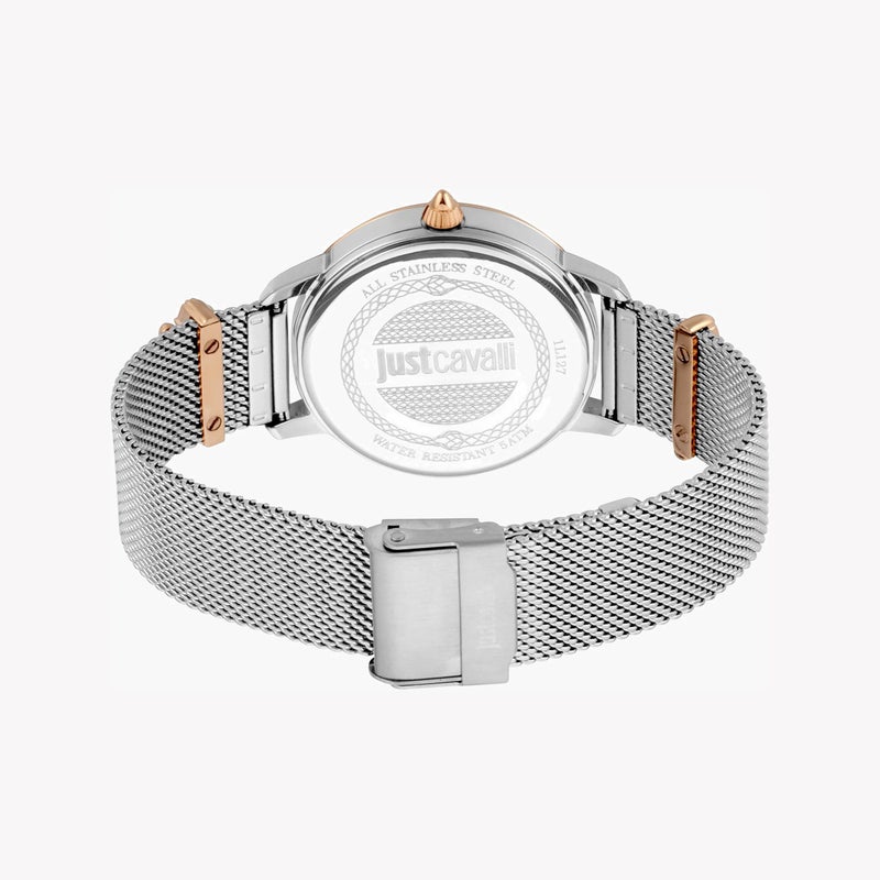 جاست كافالي ساعة نسائية من جاست كافاللي بهيكل من الفولاذ المقاوم للصدأ الفضي وسوار من الفولاذ المقاوم للصدأ الفضي - Image 3