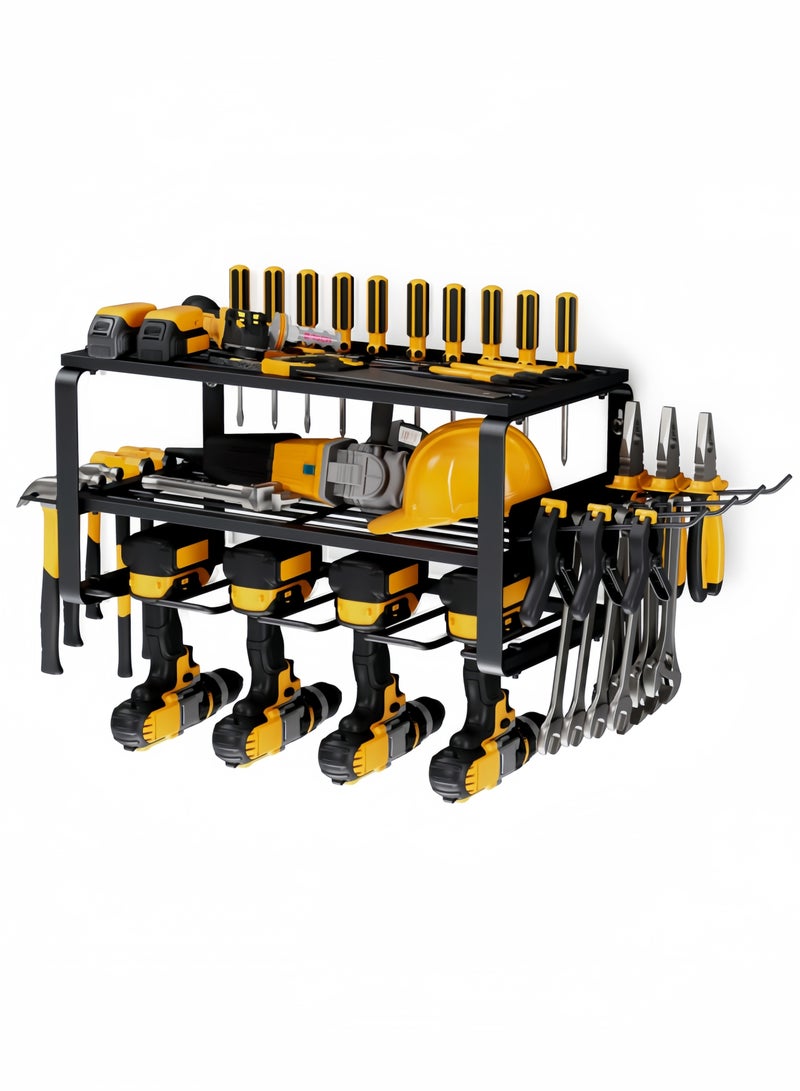 nihao 3 Layers Drill Holder Wall Mount, Heavy Duty Power Tool Storage Rack, Garage Tool Organizer and Storage for Drill & Screwdriver, 4 Slot Foldable Tool Drill Holder Screwdriver Storage - Image 1
