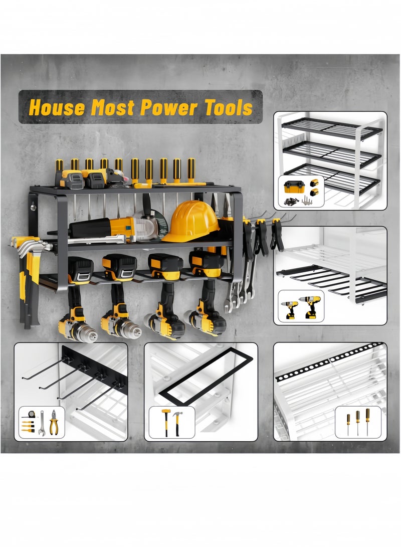 nihao 3 Layers Drill Holder Wall Mount, Heavy Duty Power Tool Storage Rack, Garage Tool Organizer and Storage for Drill & Screwdriver, 4 Slot Foldable Tool Drill Holder Screwdriver Storage - Image 4