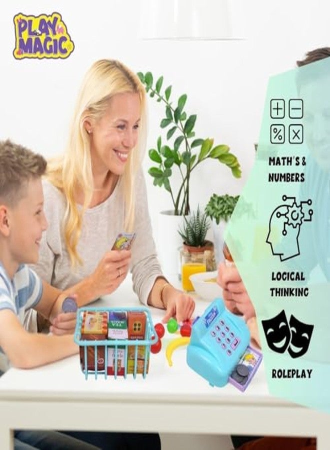 PlayMagic Frozen Cash Register Playset for Kids|Educational Pretend Play Set for 3-10 Years|Interactive Learning with Food Items, Coins, Shopping Basket for Boys & Girls - Image 4