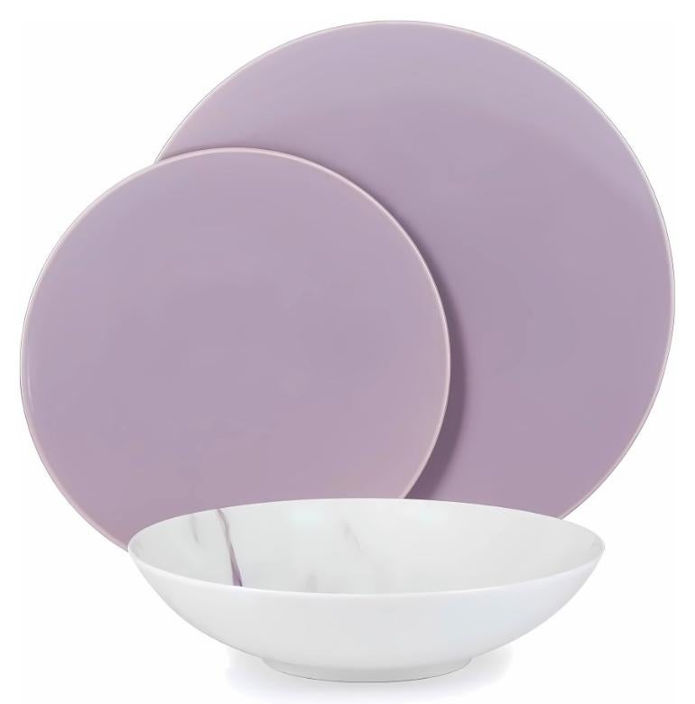 طقم عشاء بورسلين 18ق ماركة لوتس. لون موف