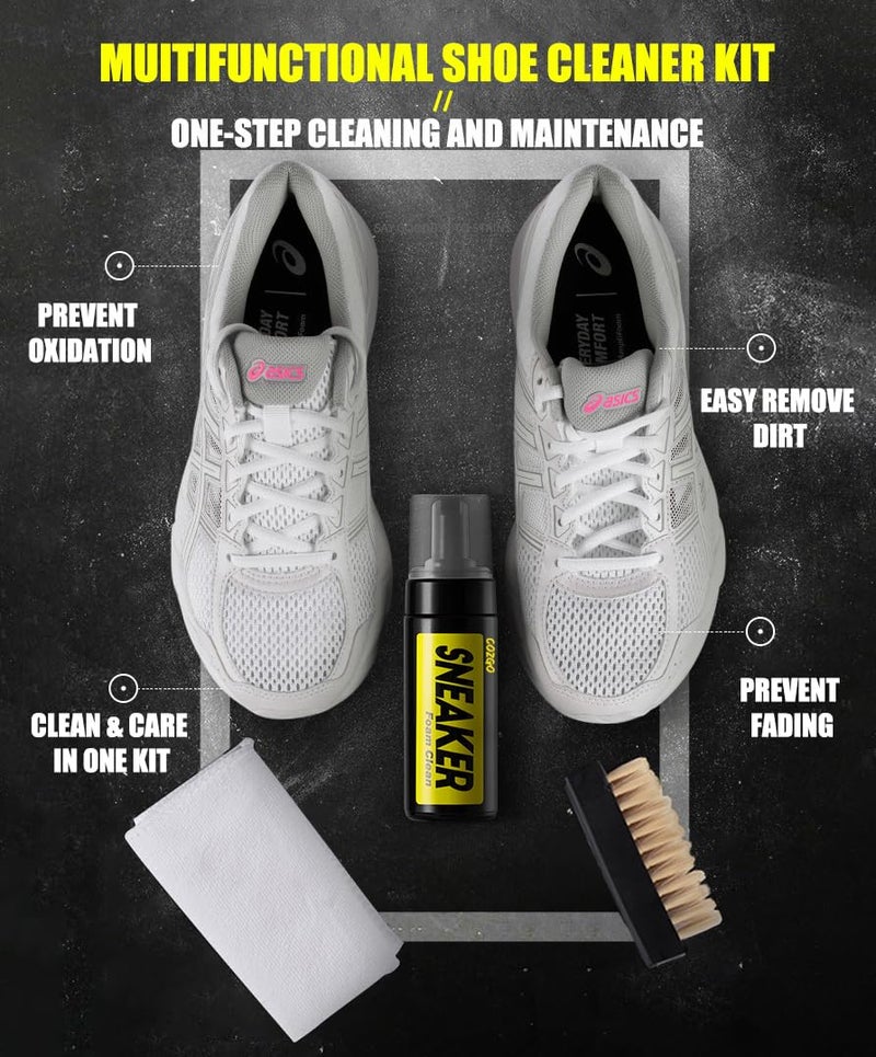 COZGO Shoe Cleaner Kit for Sneaker, Water-Free Foam Sneaker Cleaner 5.3Oz with Shoe Brush and Shoe Cloth,Work on White Shoe,Suede,Boot,Canvas,PU,Fabric,etc - Image 2