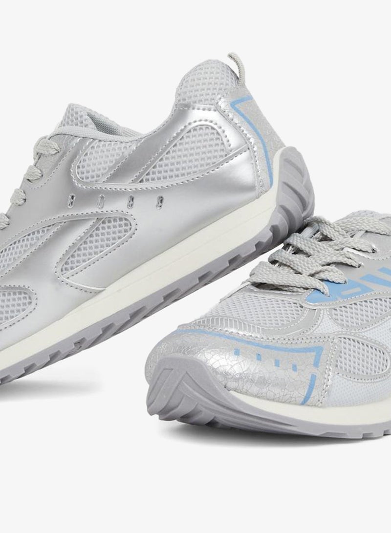 Styli Active Textured Metallic Panel Lace Up Sneakers - Image 4