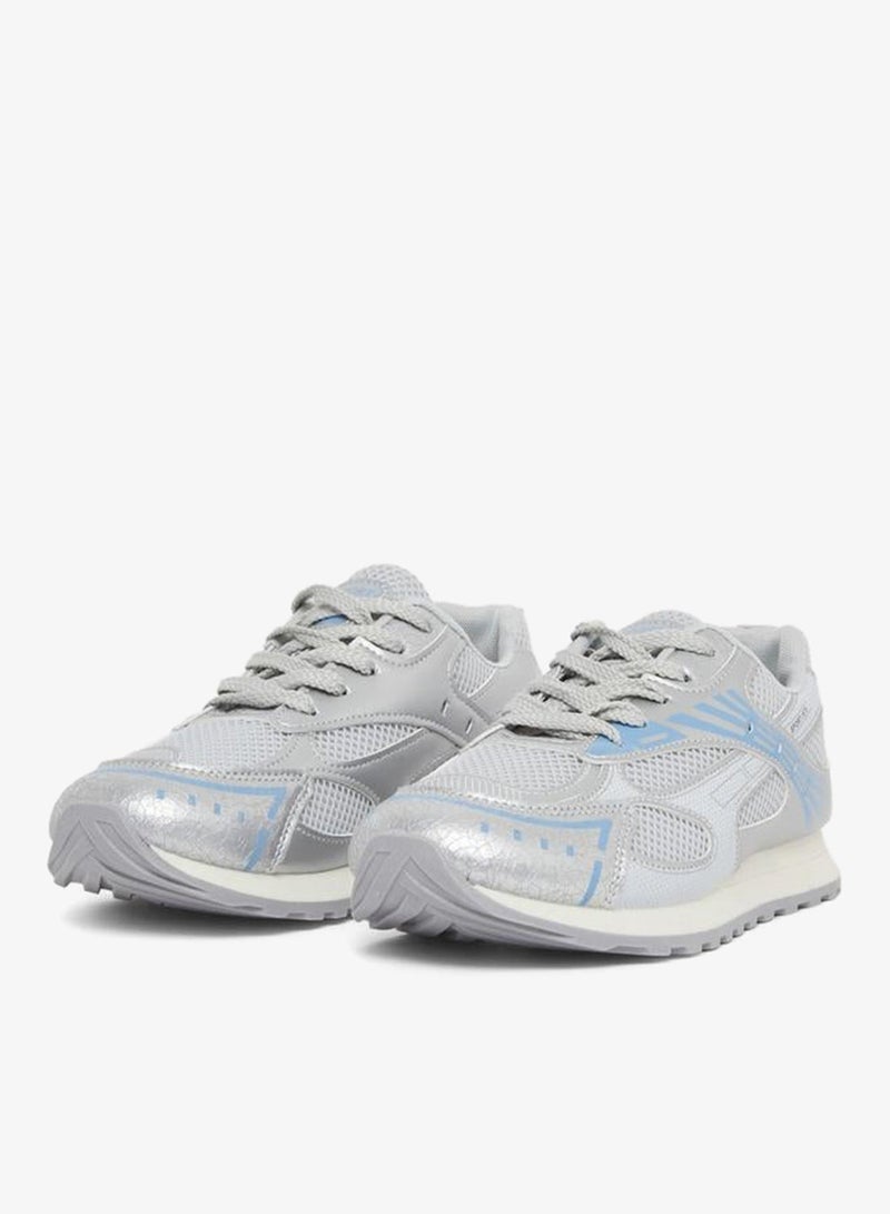 Styli Active Textured Metallic Panel Lace Up Sneakers - Image 3