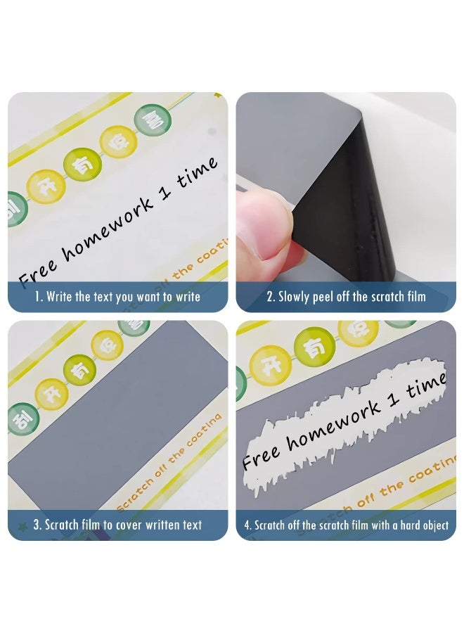 كيلا 200 قطعة من ملصقات الكشط، 6 × 2.5 سم، ملصقات كشط ذاتية اللصق، بطاقات كشط DIY، بطاقة جائزة كشط، برامج مكافآت، عروض اليانصيب، تذاكر اليانصيب، ألعاب السحب المحظوظ، الحرف اليدوية DIY - Image 3