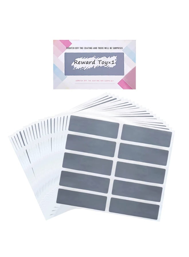 كيلا 200 قطعة من ملصقات الكشط، 6 × 2.5 سم، ملصقات كشط ذاتية اللصق، بطاقات كشط DIY، بطاقة جائزة كشط، برامج مكافآت، عروض اليانصيب، تذاكر اليانصيب، ألعاب السحب المحظوظ، الحرف اليدوية DIY - Image 1