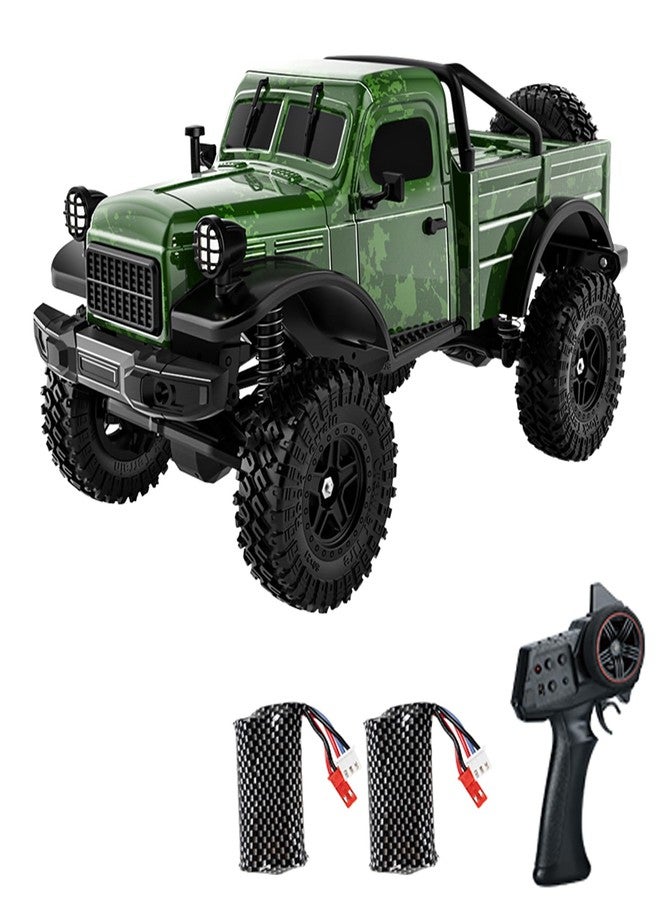 Dodoore D883 RC Crawler Pickup Truck, 1:18 Scale Remote Control Car, 4WD Off-Road RC Rock Crawler with LED Lights and 2 Rechargeable Batteries for Adults (Green) - Image 1