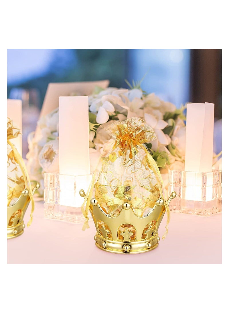 Crown Candy Boxes 12Pcs Gold Fillable Crown Goblet with Pouch for Candy Chocolate Cake Dessert Storage Decoration for Prince Princess Baby Shower Birthday Party Bridal Wedding Royal Themed - Image 3