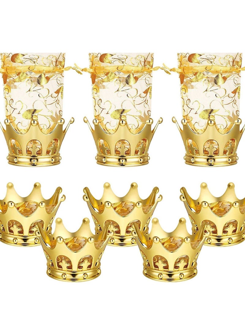 Crown Candy Boxes 12Pcs Gold Fillable Crown Goblet with Pouch for Candy Chocolate Cake Dessert Storage Decoration for Prince Princess Baby Shower Birthday Party Bridal Wedding Royal Themed - Image 1