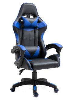 watheer Gaming Chair Adjustable  Office Computer Chair PU Leather High Back Support Comfortable Backrest Headrest Blue Black  - Image 1