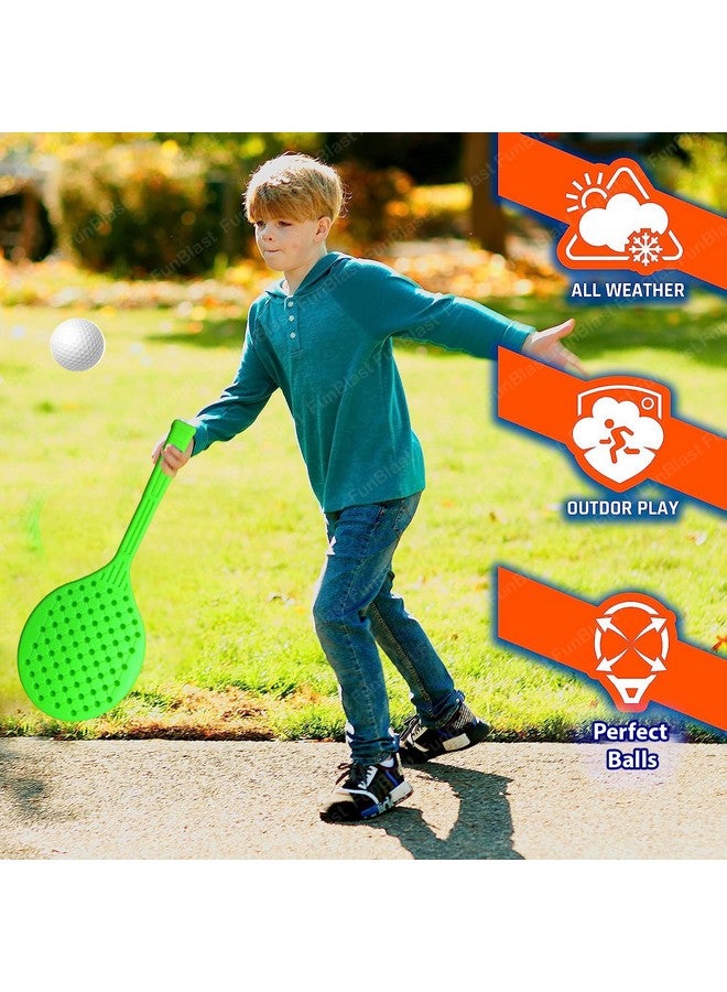 فنبلاست مضارب فن بلاست البلاستيكية للأطفال - مجموعة من 2 مضارب للأطفال، مضارب تنس الريشة، تنس، ألعاب للأطفال، تنس الريشة للأطفال، مضرب للأطفال بعمر سنتين، مضارب تنس للأطفال، (كبير)، متعدد الألوان - Image 4