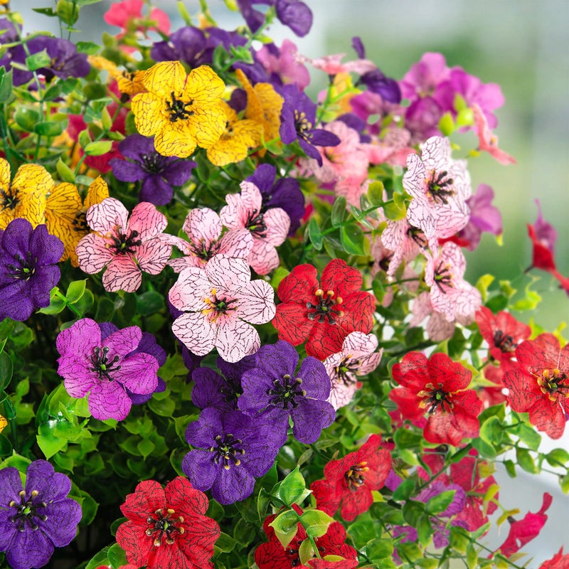 Ammyoo Artificial Flowers for Outdoors Spring Decoration, 12 Bundles Fake Flower Daisy with Realistic Eucalyptus Leaves, Faux Plants for Greenery Boxwood Porch Patio Garden Pot Lawn - Image 3