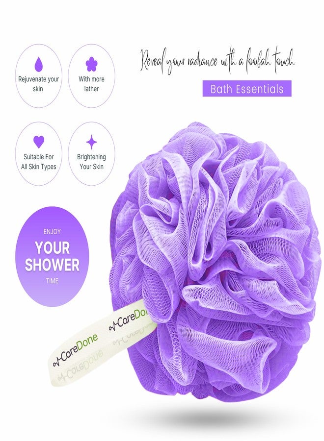 Caredone Body Scrubber & Shower Loofah Sponge | Loofah is for Men, Women, and Kids| Round Sponge Loofah (Purple Pack of 2) - Image 4