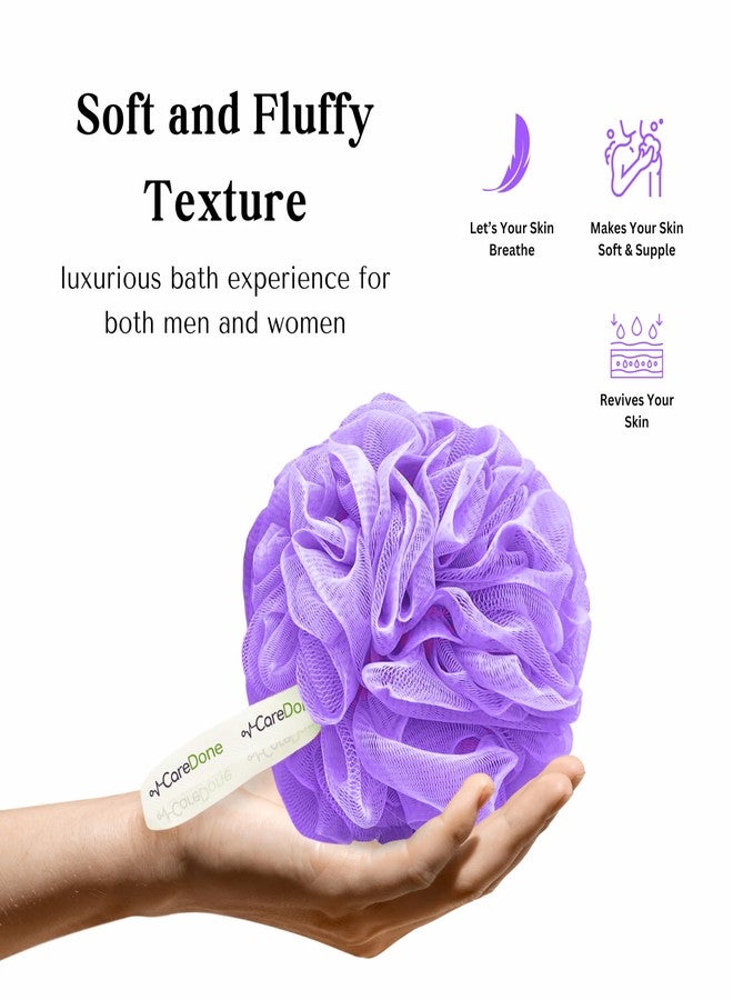Caredone Body Scrubber & Shower Loofah Sponge | Loofah is for Men, Women, and Kids| Round Sponge Loofah (Purple Pack of 2) - Image 5