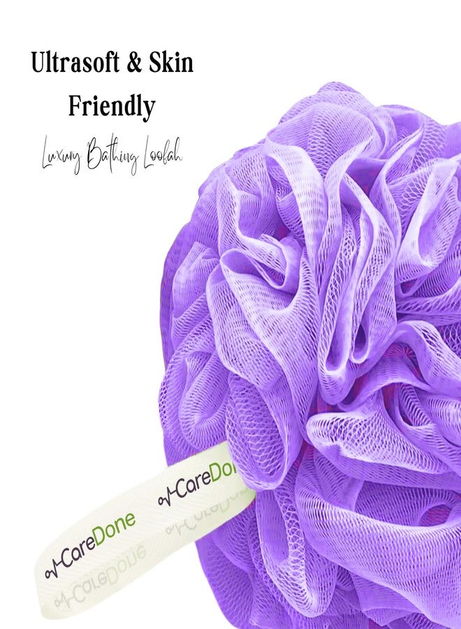 Caredone Body Scrubber & Shower Loofah Sponge | Loofah is for Men, Women, and Kids| Round Sponge Loofah (Purple Pack of 2) - Image 3