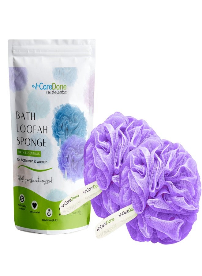 Caredone Body Scrubber & Shower Loofah Sponge | Loofah is for Men, Women, and Kids| Round Sponge Loofah (Purple Pack of 2) - Image 2