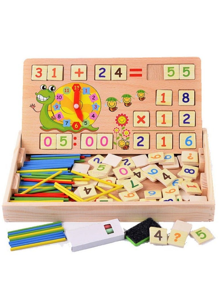 Montessori Wooden Learning Box – Multifunctional Educational Toy with Counting Sticks & Math Blocks for Kids - Image 1