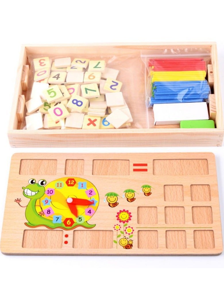 Montessori Wooden Learning Box – Multifunctional Educational Toy with Counting Sticks & Math Blocks for Kids - Image 4