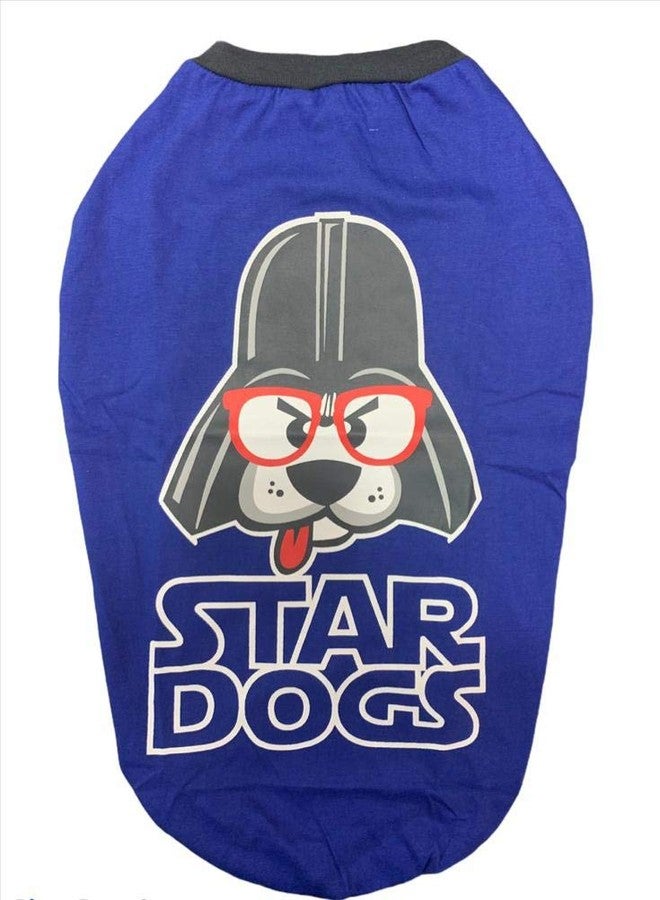CHOOSTIX Summer Dog T-Shirt, Star Dogs, Royal Blue, 16", 150g - Image 1