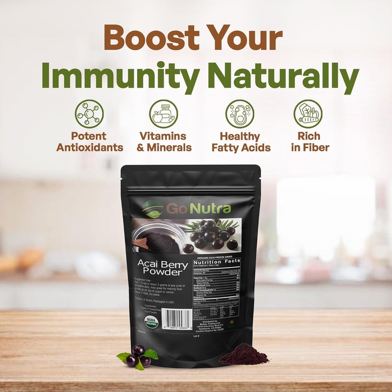 Go Nutra Organic Freeze Dried Acai Berry Powder - 1 lb (16 oz) - 150 Servings from Brazil - Image 2