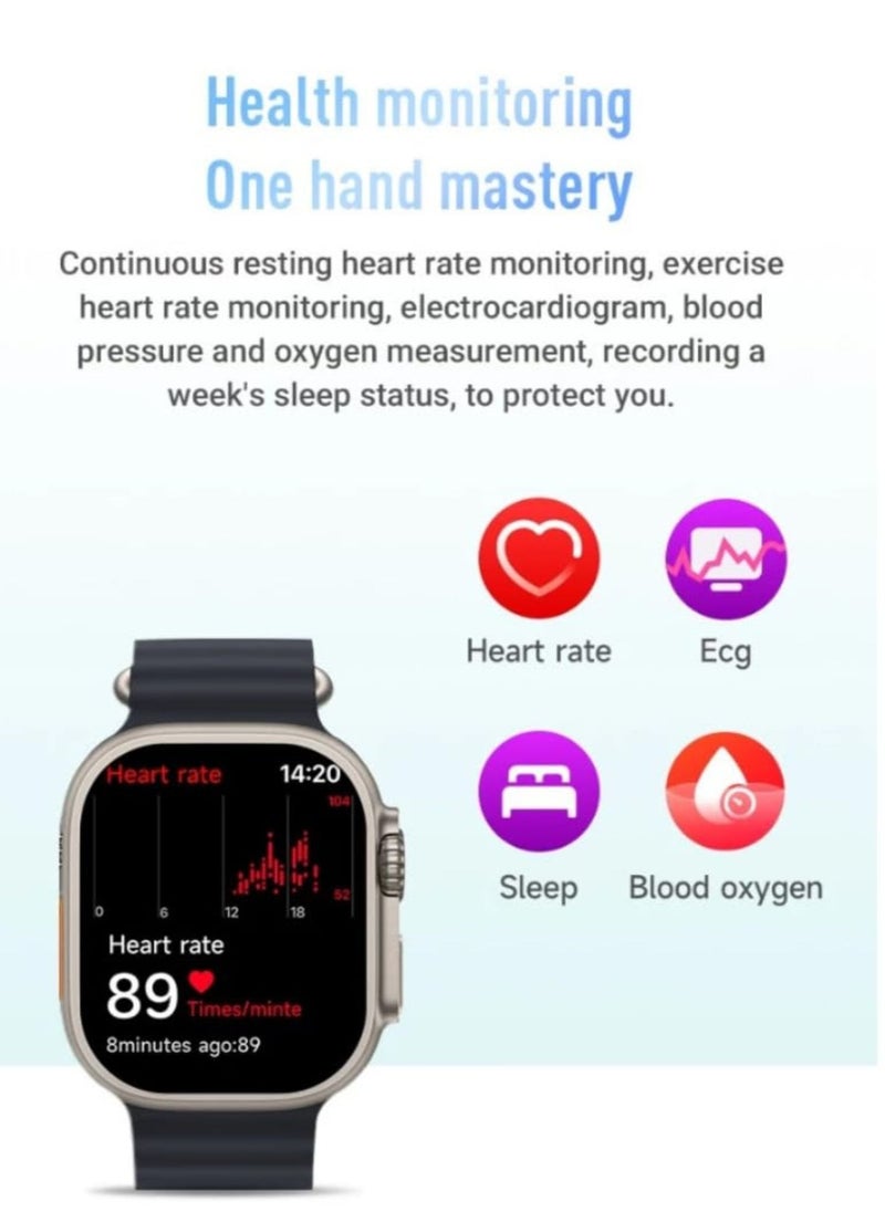 Generic - Smart Watch with SIM and Camera TikTok GPS Tracking 4g Bluetooth5.0+5.0 Call Photograph Heart Rate Monitor Wireless Charging cable, 3 Pairs Bands (Black) - Image 1