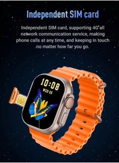Generic Smart Watch with SIM and Camera TikTok GPS Tracking 4g Bluetooth5.0+5.0 Call Photograph Heart Rate Monitor Wireless Charging cable, 3 Pairs Bands (Black)  - Image 4