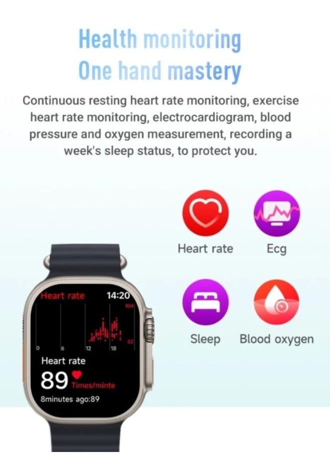 Generic - Smart Watch with SIM and Camera TikTok GPS Tracking 4g Bluetooth5.0+5.0 Call Photograph Heart Rate Monitor Wireless Charging cable, 3 Pairs Bands (Black) - Image 1