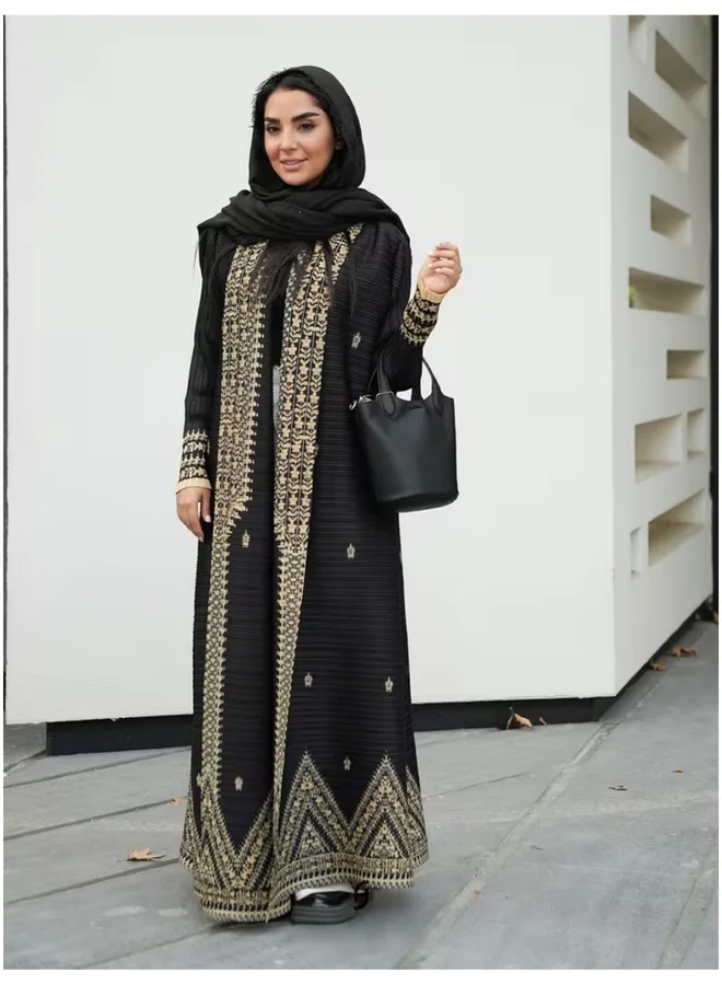 تايك تو Multi-Color Printed Textured Abaya
